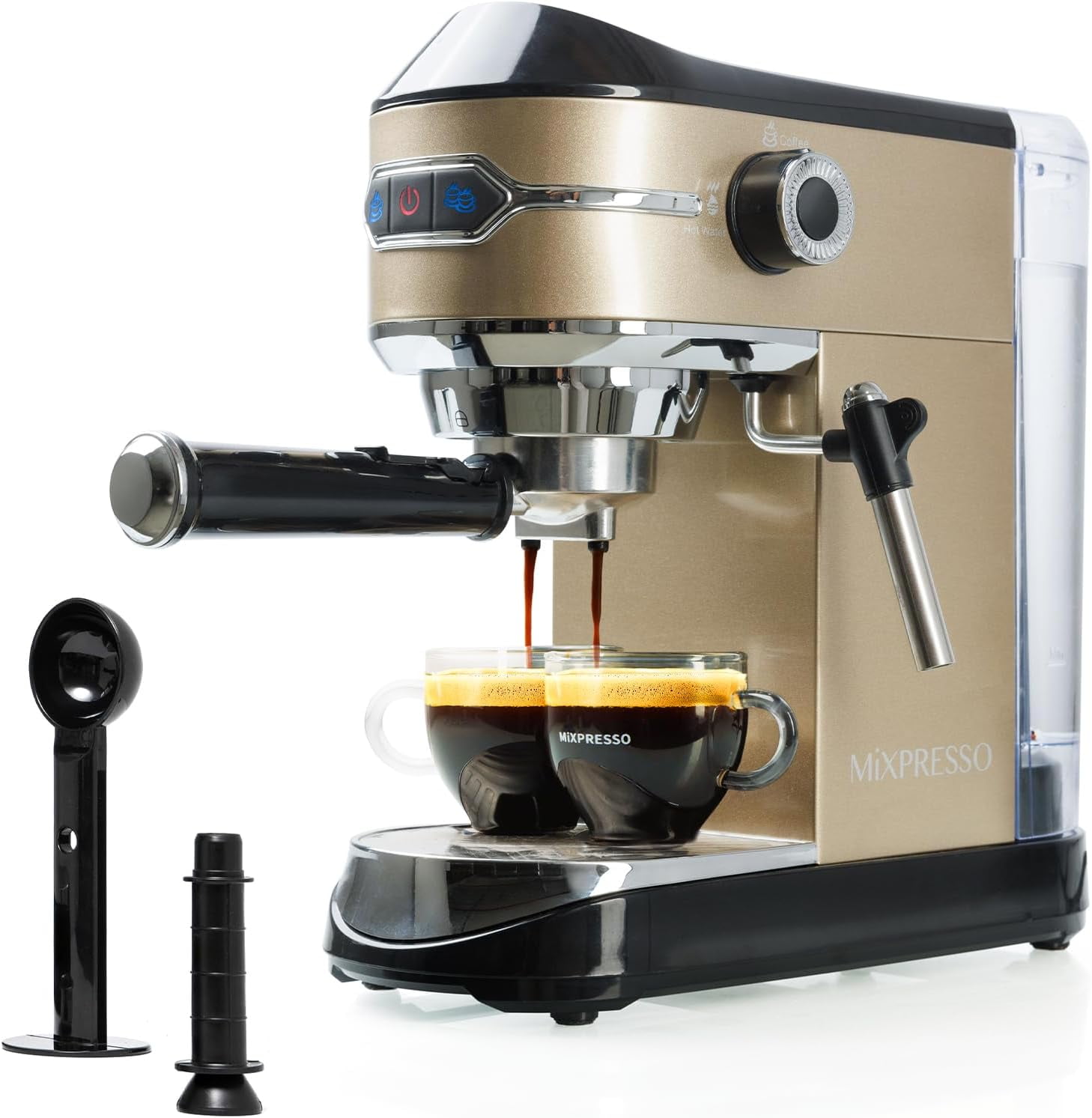Espresso Machine with Grinder and Milk Frother/Steam Wand, 15 Bar
