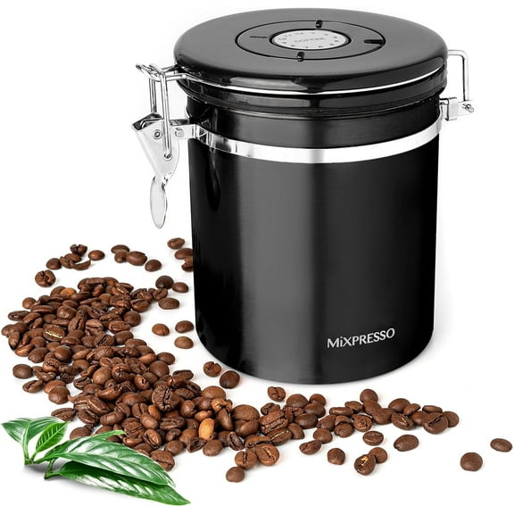 Mixpresso 16 Oz Stainless Steel Airtight Coffee Canister Vacuum Sealed