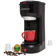 Mixpresso 2 in 1 Single Serve Coffee Machine Mini Coffee Maker Compact K Cup Compatible, Black 14 Oz