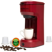Mixpresso 2 in 1 Single Serve Coffee Machine Mini Coffee Maker Compact K Cup Compatible, Burgundy 14 Oz