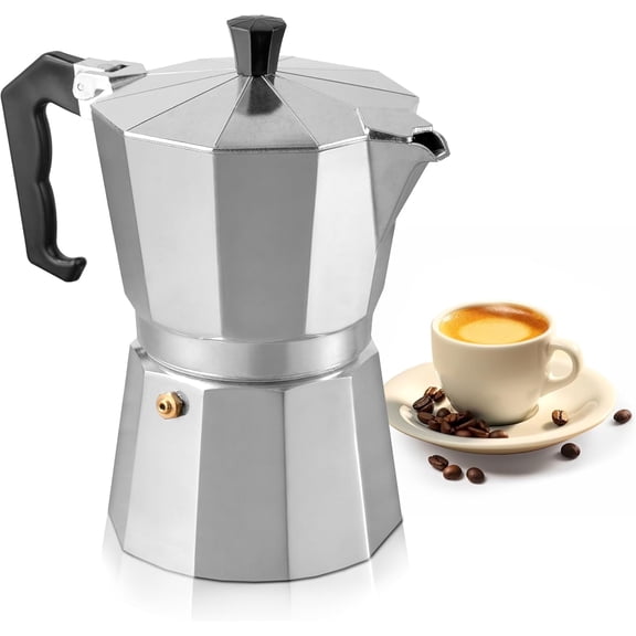 Mixpresso 3 Cup Moka Pot Coffee Maker for Gas, Electric Stove Top, Classic Italian Espresso Maker, Stovetop for Camping, Makes 5 Oz Cuban Coffee