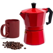 Mixpresso Aluminum Moka Stove Coffee Maker With Coffee Mug, Moka Pot Coffee Maker for Gas, Electric Stove Top, Classic Italian Coffee Maker, Espresso Greca Coffee Maker, 3 Espresso Cup 5 oz