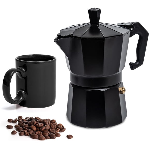 Mixpresso 3 Cup Stovetop Espresso Pots with Mug, Cuban Coffee Maker, 5oz
