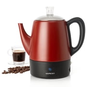 Mixpresso 4 Cup Electric Percolator Coffee Pot, Red Stainless Steel Percolator