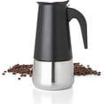 thumbnail image 1 of Mixpresso 6 Cup Greca Stovetop Espresso Maker 10oz, Moka Pot with Coffee Percolator Design, Stainless Steel Stove Top Coffee Maker for Camping or Home, Italian Coffee Maker Stovetop, Black Coffee Pot, 1 of 7