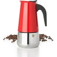 thumbnail image 1 of Mixpresso 9 Cup Greca Stovetop Espresso Maker 450ml/15oz, Moka Pot with Coffee Percolator Design, Red Stainless Steel Stove Top Coffee Maker for Camping or Home Use, Italian Coffee Maker Stovetop, 1 of 6