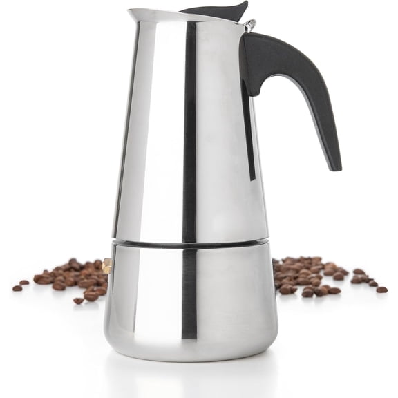 Mixpresso 9 Cup Greca Stovetop Espresso Maker 450ml/15oz, Moka Pot with Coffee Percolator Design, Stainless Steel Stove Top Coffee Maker for Camping or Home Use, Italian Coffee Maker Stovetop