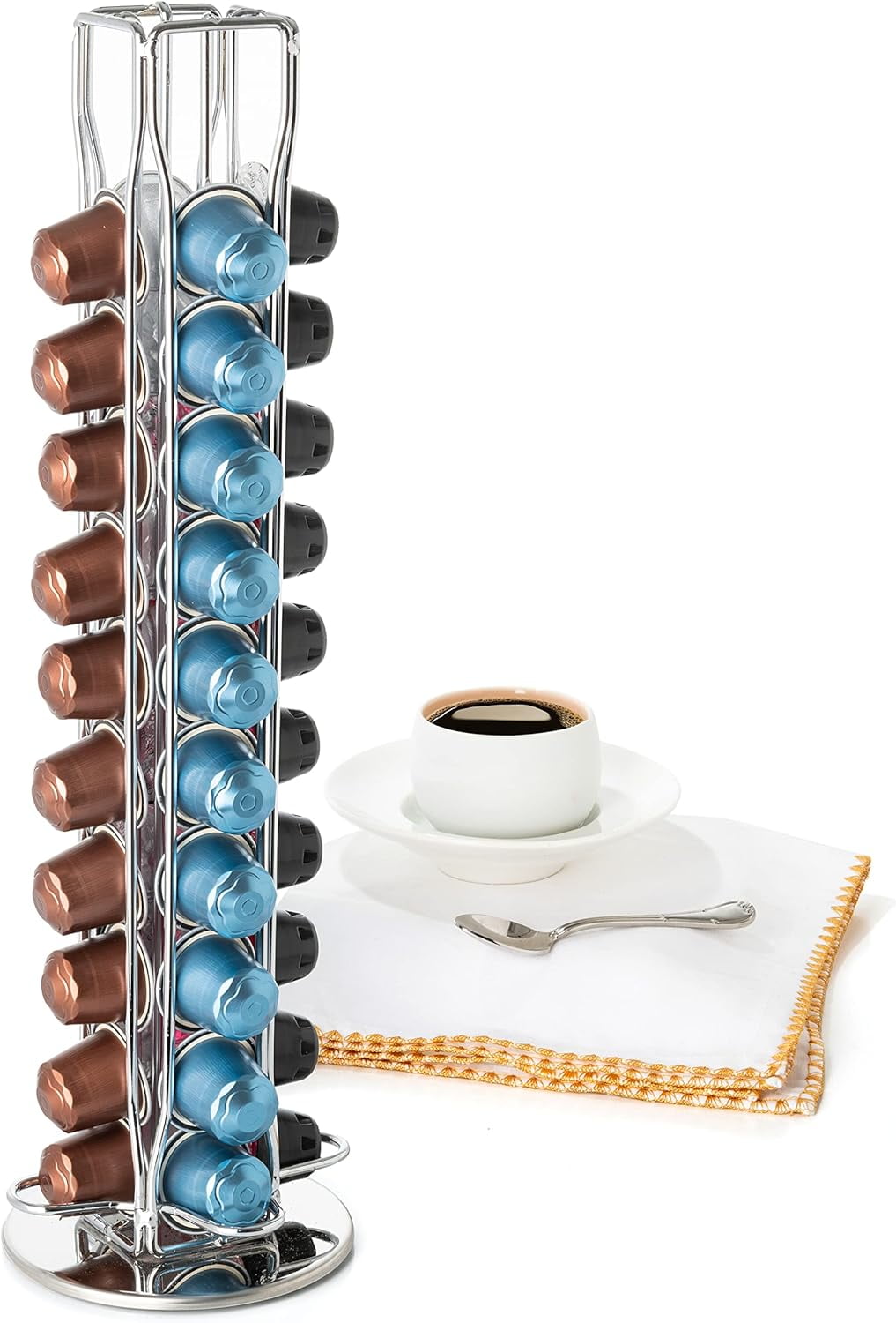 Silver Iron Rotatable Espresso Pod Holder with Solid Base