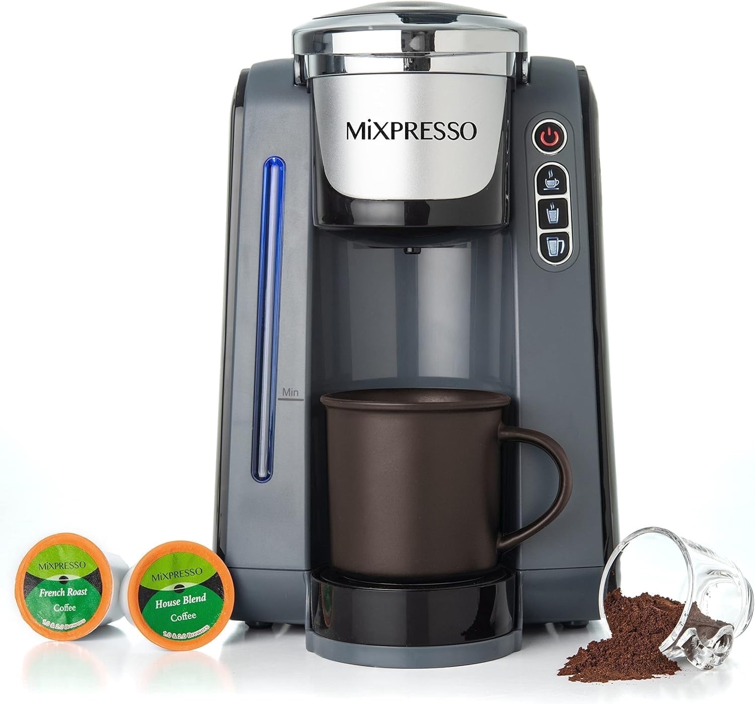 Mixpresso Coffee Maker Single Serve Coffee Brewer, with Auto Shut-Off, Gray