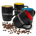 thumbnail image 1 of Mixpresso 4-Piece Mug Set, 16 Oz Ceramic Coffee Mugs with Large Handle, Colorful, Hot or Cold Drinks, Tea, Cappuccino, Milk, Cocoa, Cereal. Black and Colors, 1 of 7