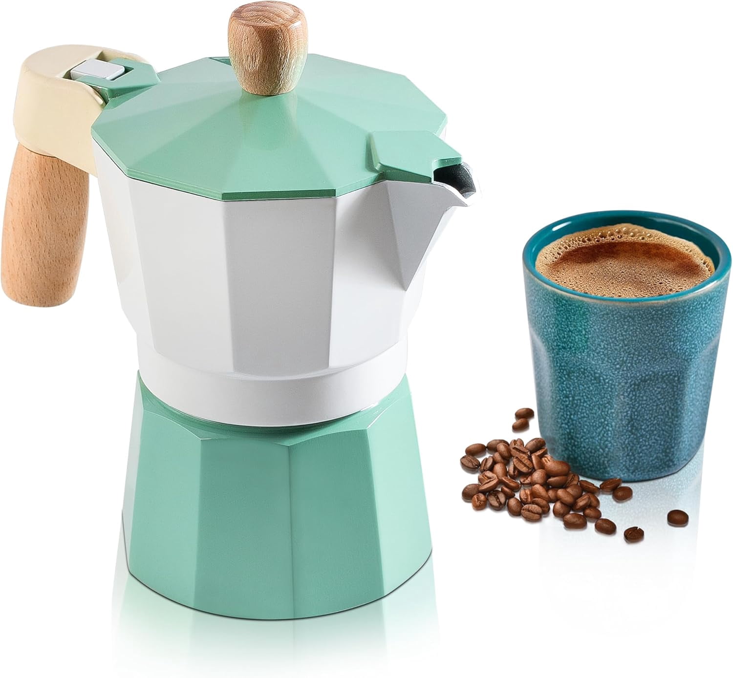 Mixpresso Moka Pot 3 Cup (5 oz Total)  Stovetop Espresso Maker for Gas & Electric Stove, Aluminum Cuban & Italian Coffee Maker, Small Size Espresso Brewer