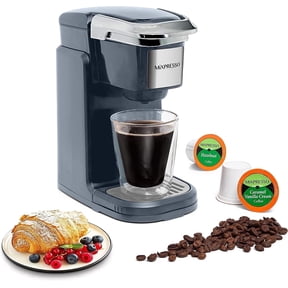 Mixpresso Single Cup Coffee Brewer - Quick Brew, One Touch Function, 12oz One Cup Grey Coffee Maker