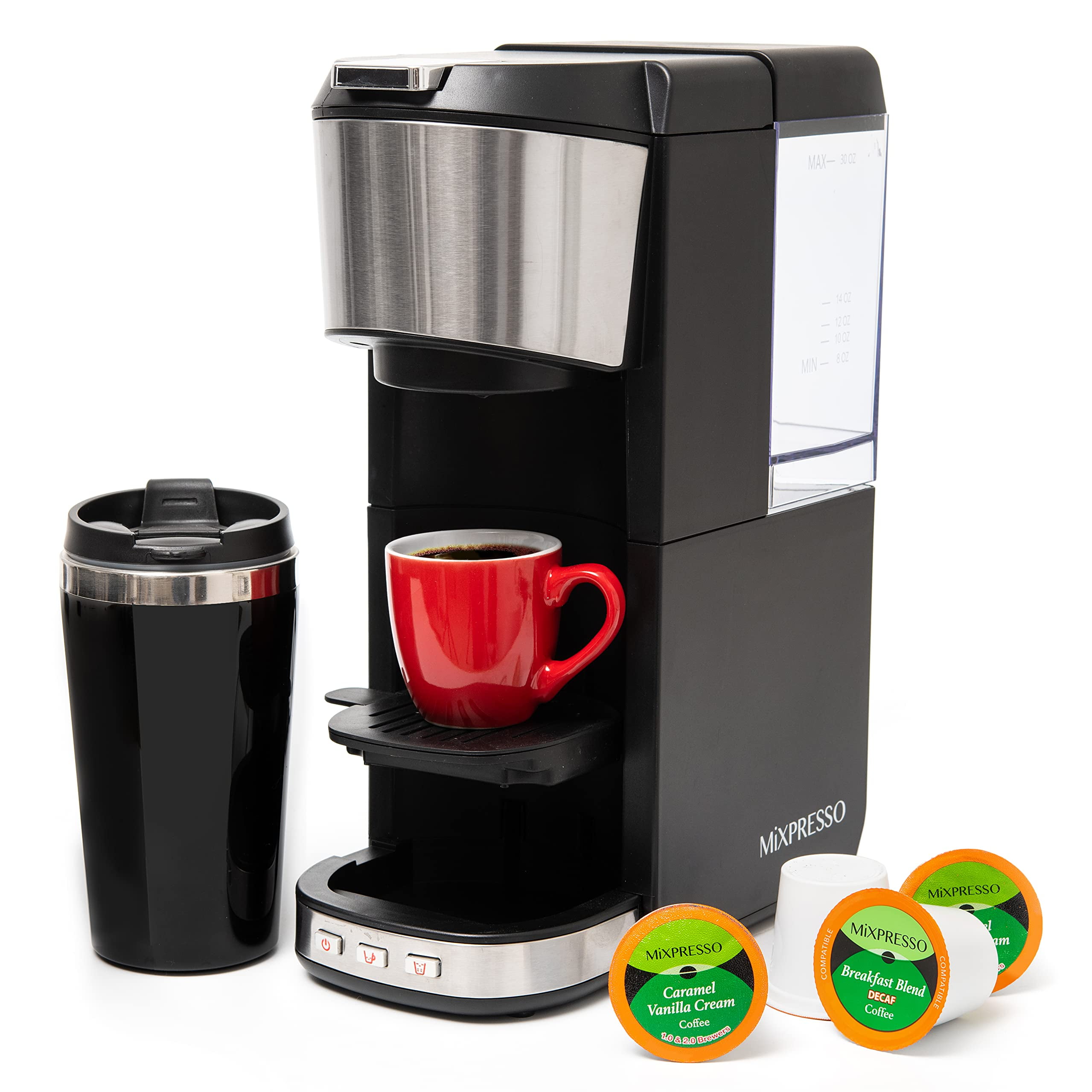 Mixpresso Single Cup Coffee Maker, Personal Single Serve Coffee Brewer  Machine, Compatible with Single-Cups, Quick Brew Technology, Programmable  One