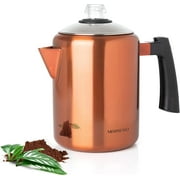 Mixpresso Stainless Steel Stovetop Coffee Maker 8-Cup Percolator Coffee Pot, Copper