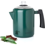 Mixpresso Stainless Steel Stovetop Coffee Percolator, Percolator Coffee Pot, Excellent For Camping Coffee Pot, 37oz 5-8 Cup Coffee Maker, Stainless Steel Coffee Percolator, Green Coffee Maker