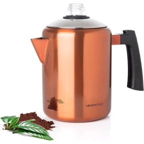 Mixpresso Stainless Steel Stovetop Coffee Percolator, Percolator Coffee Pot, Excellent For Camping Coffee Pot, 37oz 5-8 Cup Copper Coffee Maker, Stove Top Coffee Maker Stainless Steel