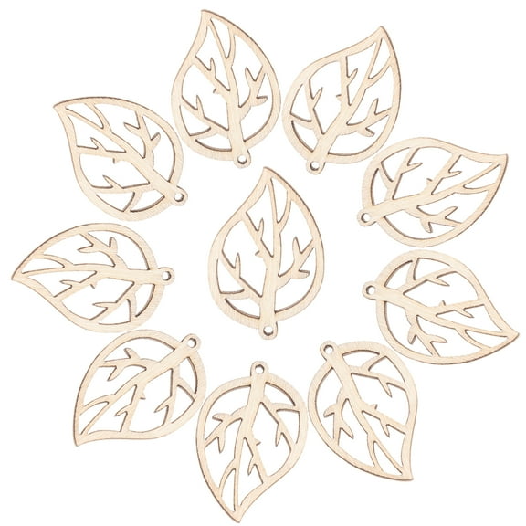 KONTONTY Cutout Decoration Unfinished Wood Leaf Wooden Leaves Cutouts Khaki 10Pcs