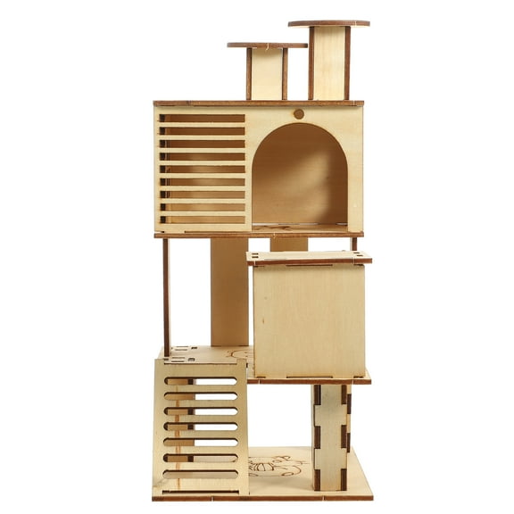 Mixtlocalior Wooden Hamster Ladder and House Habitat with Exercise Playground Slide Platform for Small Pets
