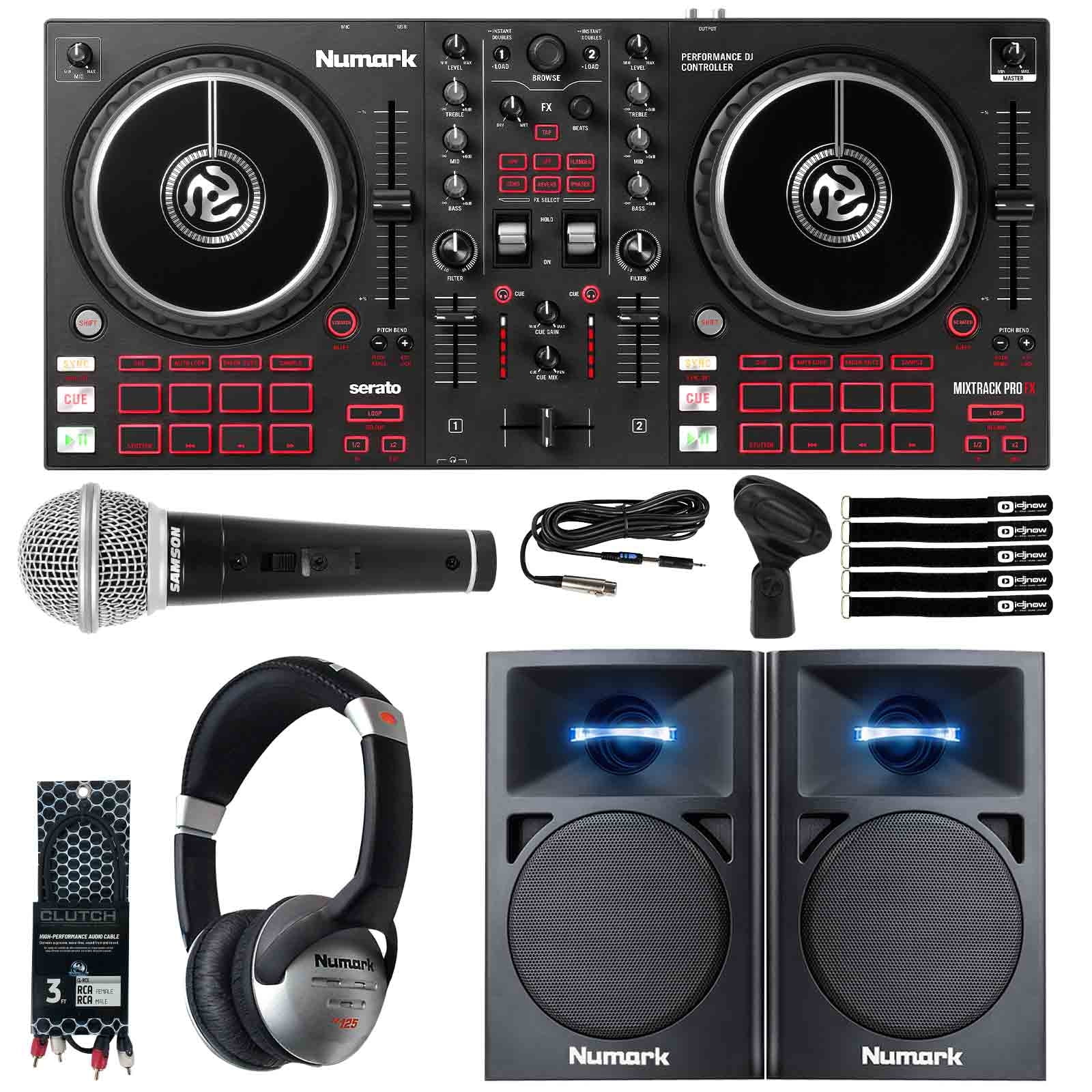 Mixtrack Pro FX 2-Deck DJ Controller Starter Pack w Speakers, Microphone