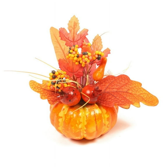 Mixture of Artificial Pumpkins, Lifelike Maple Leaves, Realistic Acorn with Natural Cap, Pine Cones for Festival Halloween Thanksgiving Fall Harvest Home Decoration