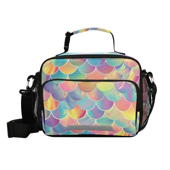 Mixture Color Mermaid Scales Insulated Lunch Bag Portable Cooler Bag Mommy Bag Large Capacity 6L