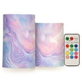 thumbnail image 1 of Mixture Colored with Purple Blue Pink Flickering Flameless Candles LED Tealight Battery Operated with Remote Set of 2 Holiday Decor Ornaments, 1 of 7