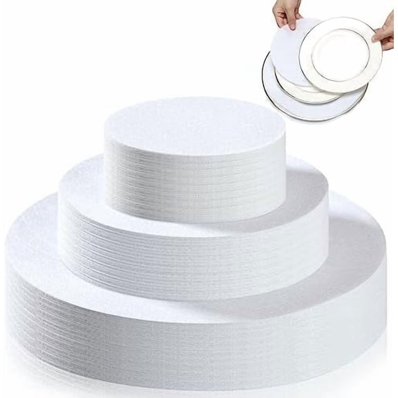 Mixweer Felt Plate Dividers for Plate Storage Set of 120 and 3 Sizes Soft Saucer Protectors Round Pan Separators Protectors Thick Dish Pads for Protecting Stacking Your Cookware(White)