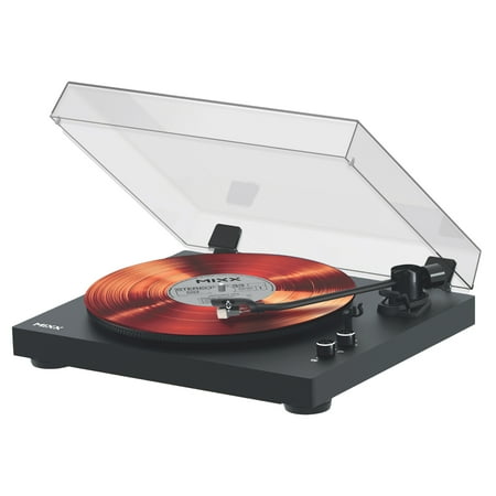 Mixx Analog 5 - Bluetooth Belt-Driven Turntable w/ Lid, Mat, Audio Technica 3600L Cartridge, and 45 RPM Adapter , Black , USRP-A5-BK-046