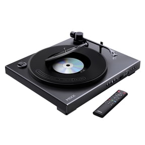 Mixx Analog Plus 2-in-1 Vinyl Record/CD Player with 2-Speed Belt-Drive Fully Automatic Turntable, Bluetooth/Aux Out, Track Display, Remote, Black