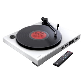 Mixx Analog Plus 2-in-1 Vinyl Record/CD Player with 2-Speed Belt-Drive Fully Automatic Turntable, Bluetooth/Aux Out, Track Display, Remote, White