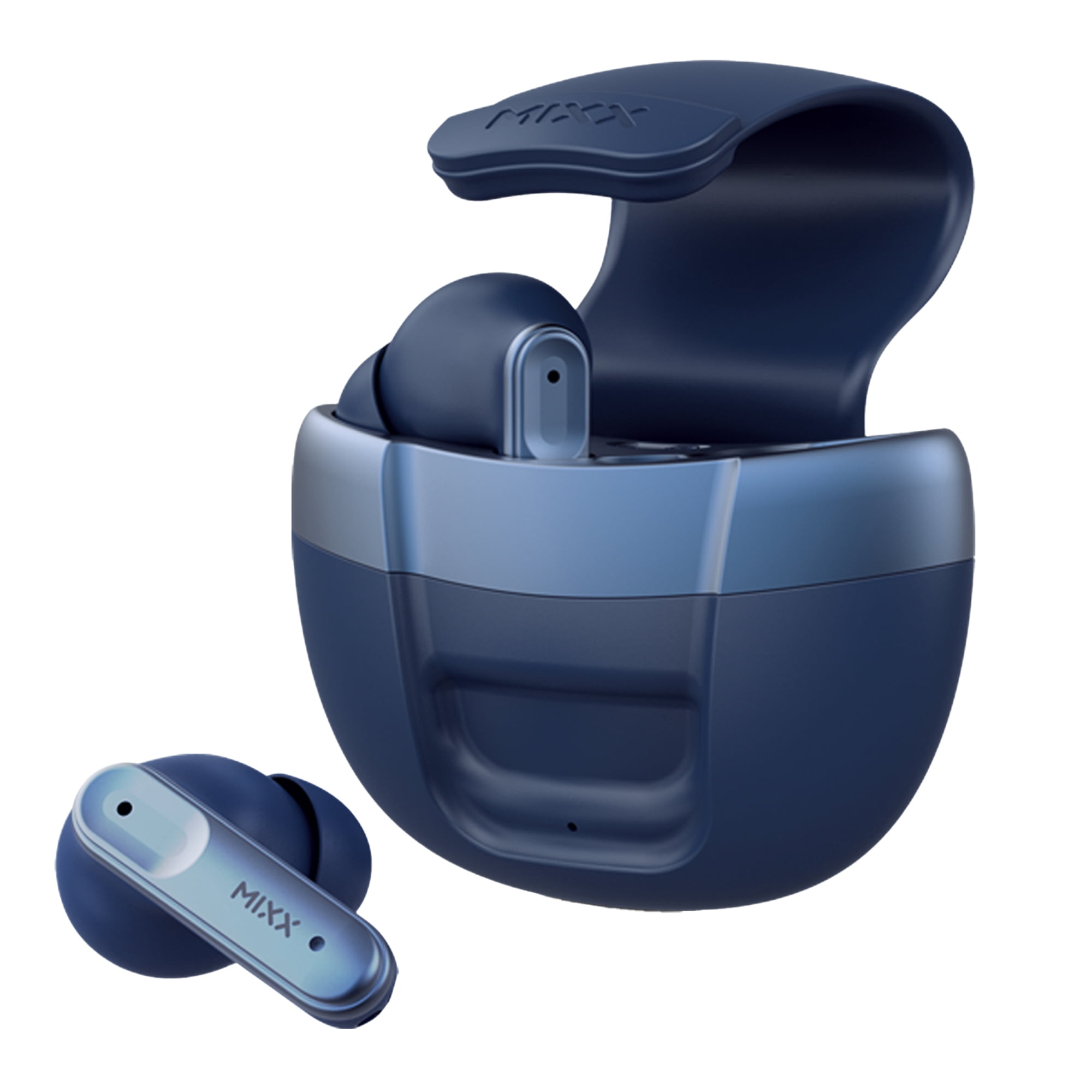 Mixx StreamBuds Solo 3 TWS Bluetooth In-Ear Earbuds with Mic and Magnetic Flip-Top Charging Case, up to 18 Hours Play Time , Blue Metal