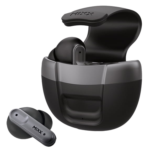 Mixx StreamBuds Solo 3 TWS Bluetooth In-Ear Earbuds with Mic and Magnetic Flip-Top Charging Case, up to 18 Hours Play Time , Black