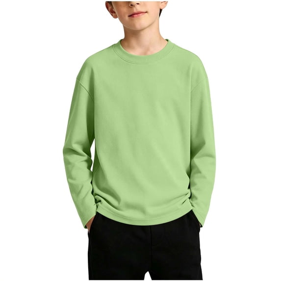 MiyNaa Boys Girls Long Sleeve Shirt Toddler Kids Round Neck Tops Comfort Basic Solid Color T Shirt