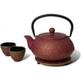 Miya Scarlet Blossom 34Ounce Cast Iron Teapot and Teacup Set w