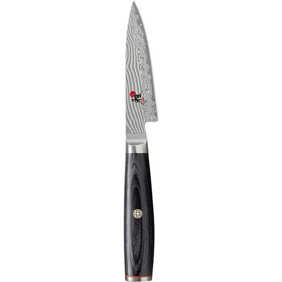Miyabi Kaizen II Japanese 3.5-inch Paring Knife, Essential Kitchen Knife, Black Pakkawood Handle, 48-Layer Flower Damascus Pattern, Handrafted in Seki, Japan