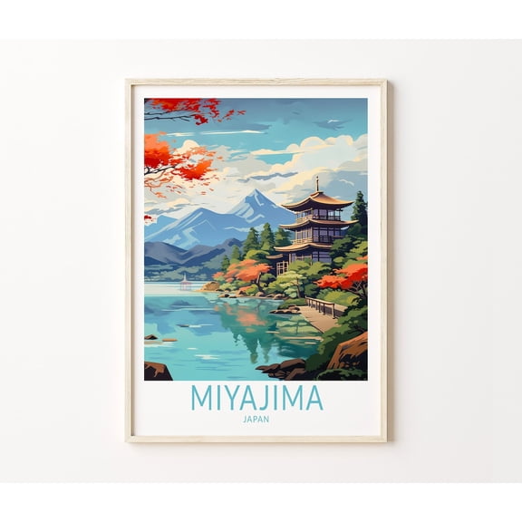 Miyajima Japan Fuji Minimalist Home Decor Wall Art, Unframed Paper Poster 8x10in