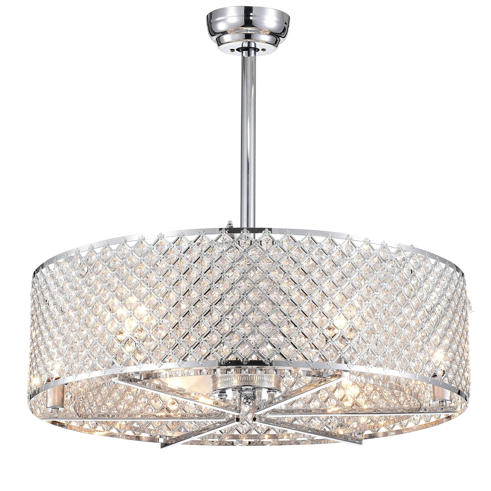 Miyaka Chrome Crystal 6-Light Chandelier Ceiling Fan with Remote