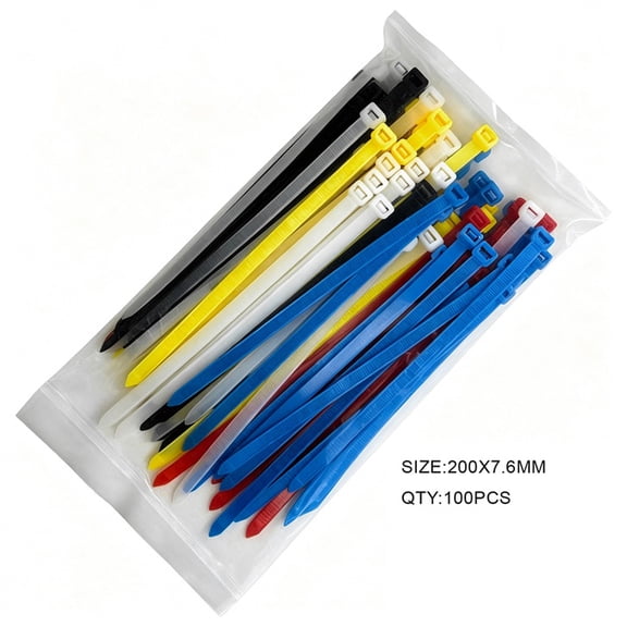 Miyake Heavy Duty Colored Cable Ties, 120LBS Tensile Strength Nylon Zip Ties, 5-Color Assortment, 100-Pack