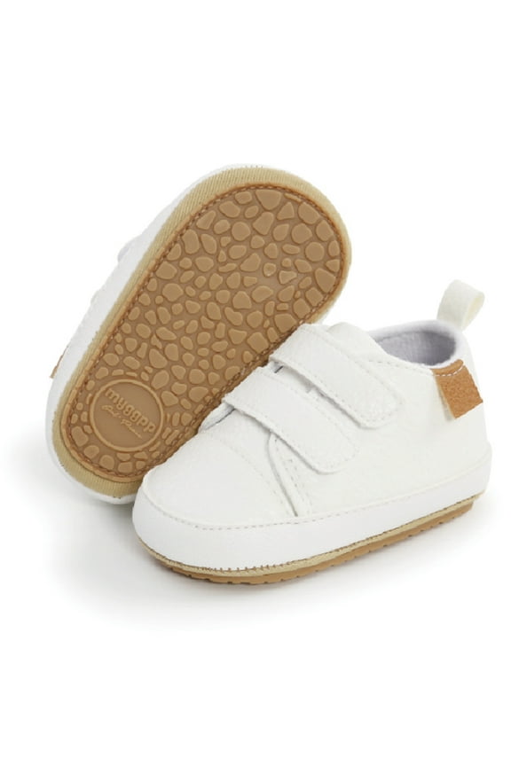 Baby Boys Girls High Top Ankle PU Leather Sneakers Soft Rubber Sole Infant Moccasins Newborn Anti-Slip Toddler Wedding Uniform Dress Shoes White 1-3Y