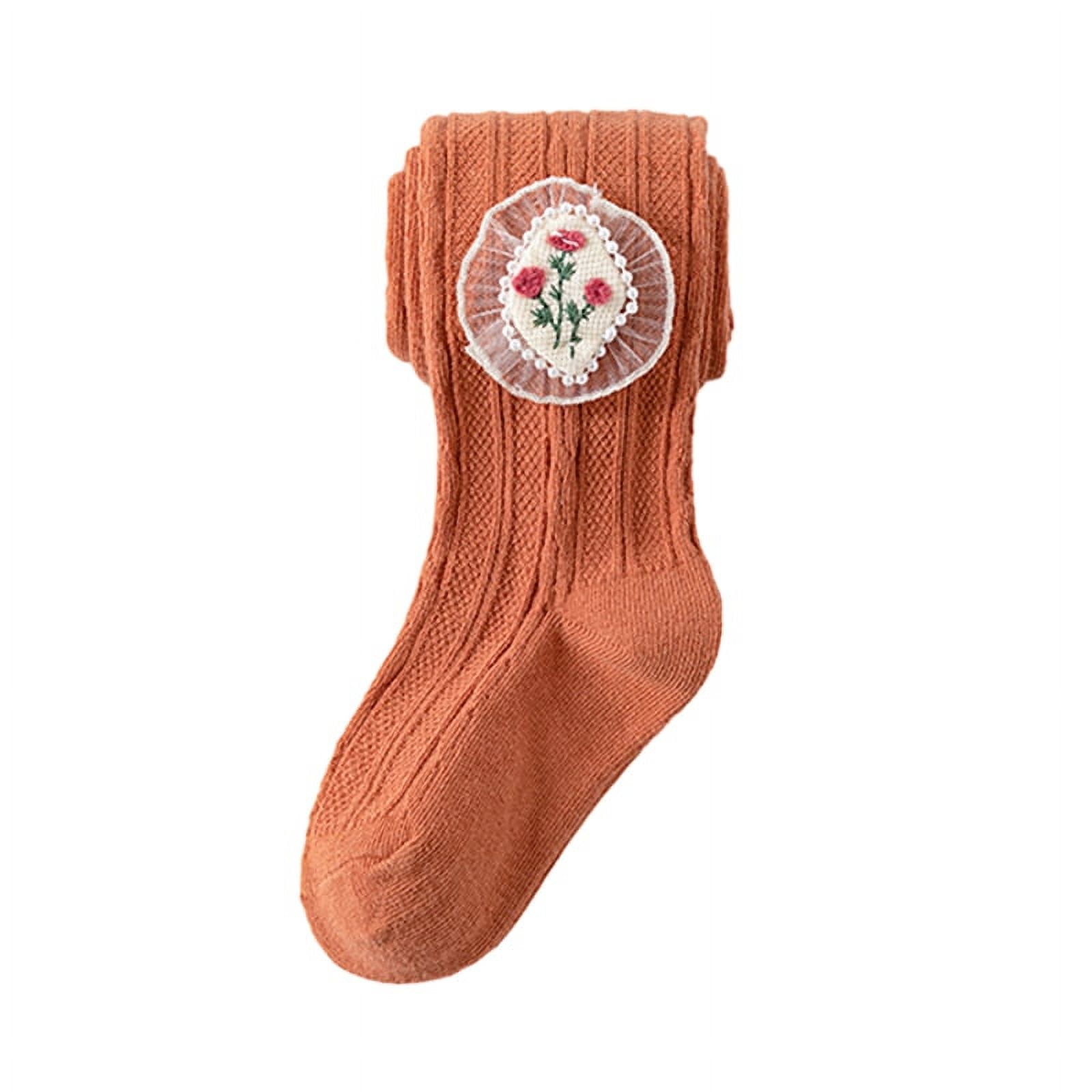 Miyanuby Baby Girls Tights Cotton Cable Knit Leggings Soft Warm Pants Stockings Pack Pantyhose for Infant Toddlers Orange 1 12Y
