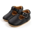 thumbnail image 1 of Miyanuby Infant Baby Girls Wedding Dress ShoesPrincess Mary Jane Flats Toddler First Walkers Sneaker Newborn Crib Baptism ShoesBlack 1-3Y, 1 of 7