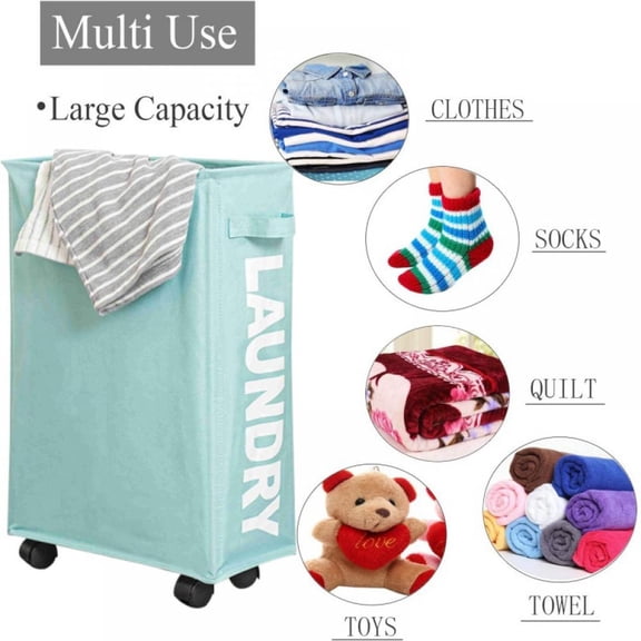 Miyanuby Laundry Basket Laundry Room Organization and Storage/ with Brake Function Universal Wheel Dirty Clothes Basket Durable and Easy to Clean/ Closet Organization/ Laundry Room Decor
