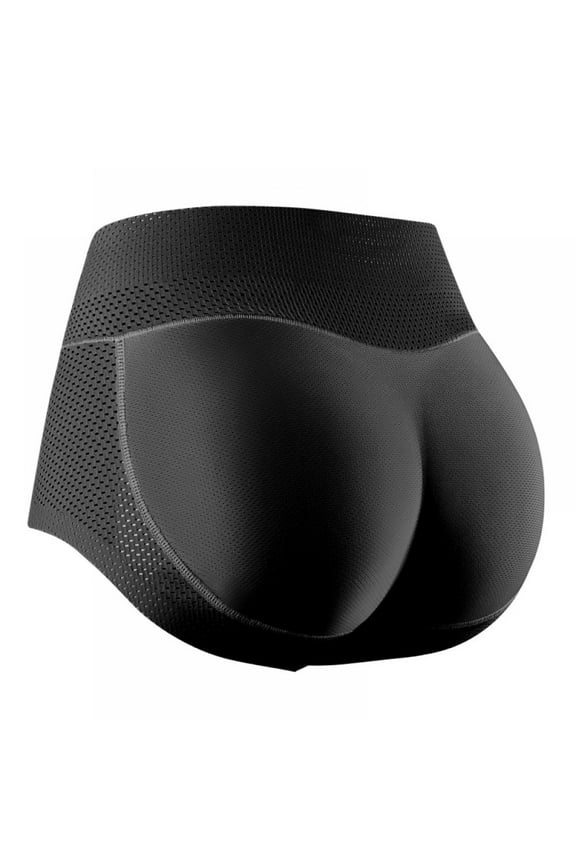 Women's Mesh Padded Seamless Butt Hip Enhancer Panties Boy Shorts, Black, XL