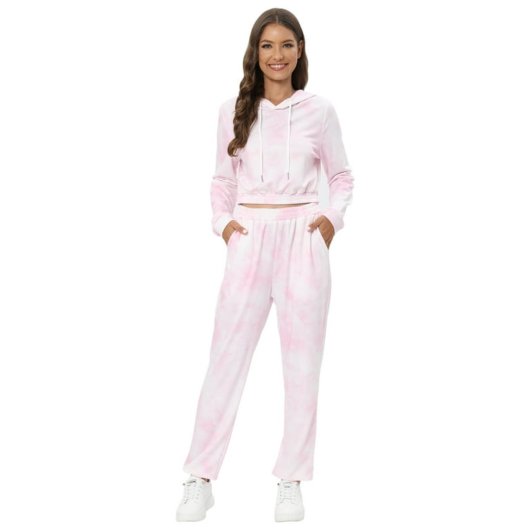 Miyanuby Women's Tie Dye Jogger Outfit Sweatsuit Piece
