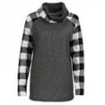 thumbnail image 1 of Miyanuby Womens Buffalo Plaid Shirts Turtle Neck Blouses, Black, XXXL, 1 of 6