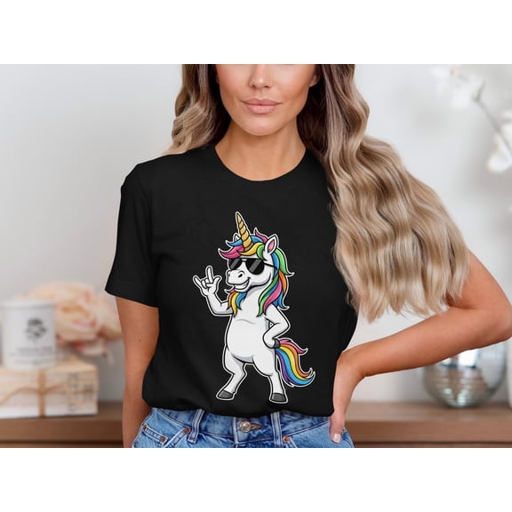 MiyazakiLy Cool Unicorn T-Shirt, Rainbow Unicorn Shirt, Funny Unicorn Gift, Rock Sign Unicorn Tee, Magical Unicorn Shirt, Hip Unicorn Outfit