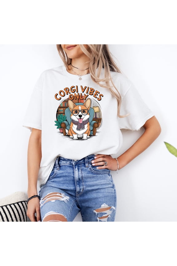 Corgi Vibes Only Shirt | Funny Corgi Dog Lover Tee, Cute Pet Apparel for Women, Dog Mom Gift, Fluffy Butt T-Shirt, Corgi Aesthetic