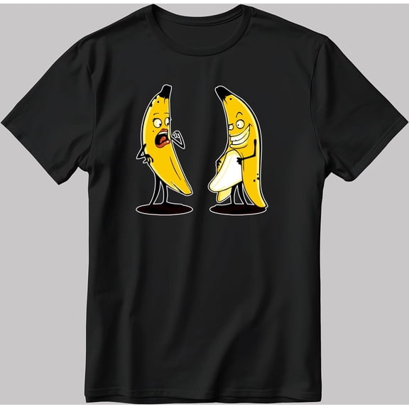 MiyazakiLy Funny Banana Figure Short Sleeve White-Black Men's / Women's T Shirt F041