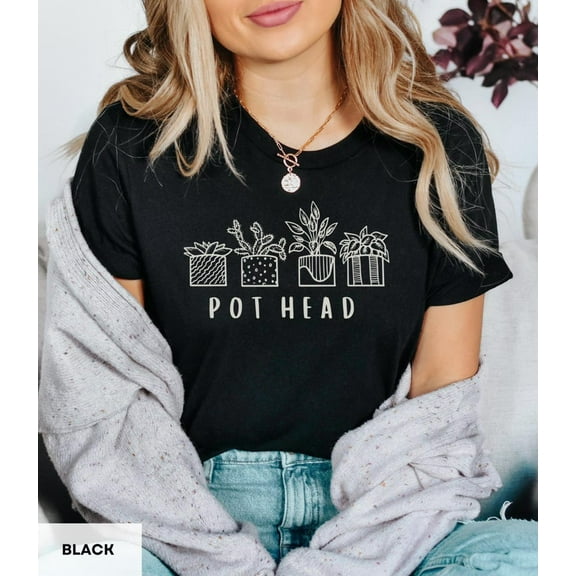 MiyazakiLy Funny Pot Head Plant Lover Tee - Gardening Pun Shirt