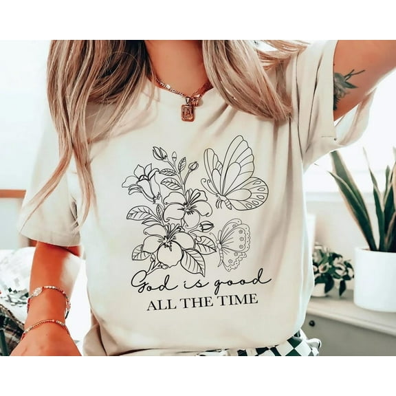 MiyazakiLy God Is Good Shirt, Floral Bible Verse Tee, Faith Based Jesus Apparel, Girls Religious Gift